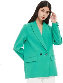 img 4 attached to 👩 RZIV Women's Oversized Button Work Office Blazer Suit Jacket - Casual Long Sleeve Lapel