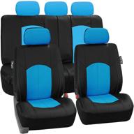 fh group pu008blue115 full set seat cover (perforated leatherette airbag compatible and split bench ready blue) logo