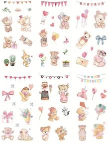 img 2 attached to 🐻 Kawaii Bear Pink Building Castle Bow Balloon Sweet Romantic Washi Sticker Set - Perfect for Scrapbooking, DIY Crafts, Journaling, and more!