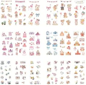 img 4 attached to 🐻 Kawaii Bear Pink Building Castle Bow Balloon Sweet Romantic Washi Sticker Set - Perfect for Scrapbooking, DIY Crafts, Journaling, and more!