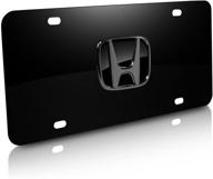 🚗 honda black stainless steel front license plate frame with pearl black emblem logo logo