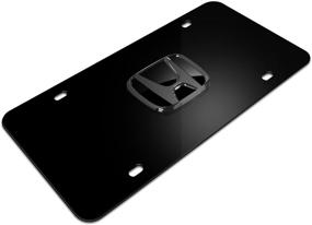img 1 attached to 🚗 Honda Black Stainless Steel Front License Plate Frame with Pearl Black Emblem Logo