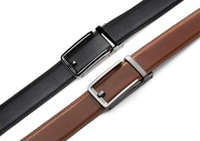 img 1 attached to 👔 Essential Guide: Ratchet Leather Sliding Buckle Adjustable Belts for Men's Accessories