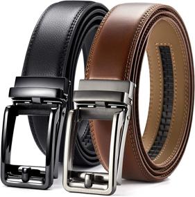 img 4 attached to 👔 Essential Guide: Ratchet Leather Sliding Buckle Adjustable Belts for Men's Accessories