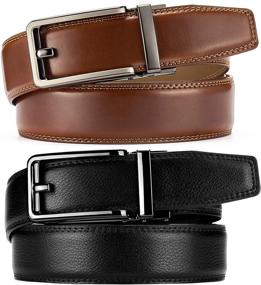 img 2 attached to 👔 Essential Guide: Ratchet Leather Sliding Buckle Adjustable Belts for Men's Accessories