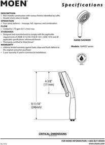 img 3 attached to Moen 164927 Replacement 4 Function Handheld Showerhead