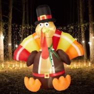 superjare 6 foot thanksgiving inflatable turkey with led light – indoor & outdoor yard lawn decoration logo