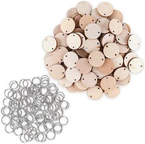 img 4 attached to 🔘 100 Wooden Circle Discs with Holes and Ring Clips - Perfect for Birthday Board Tags, DIY Homemade Gifts, Arts & Crafts (1" Inch) + 100 Wood Rounds & Key Rings