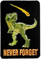 🦖 dinosaur never forget" asteroid & tyrannosaurus rex humor - iron on embroidered patch applique - seo-friendly gifts for him, her, boys, girls, husband, wife, them, men, women logo