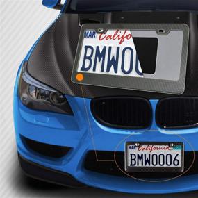 img 2 attached to 🏎️ AOOTF Carbon Fiber License Plate Frames: 2 Pack Aluminum Black 2-Hole Plate Frames with Stainless Steel Screws, Carbon Fiber Pattern Screw Caps, 2Pcs Anti-Rattle Foam Pads, Front &amp; Rear Holder