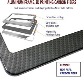 img 1 attached to 🏎️ AOOTF Carbon Fiber License Plate Frames: 2 Pack Aluminum Black 2-Hole Plate Frames with Stainless Steel Screws, Carbon Fiber Pattern Screw Caps, 2Pcs Anti-Rattle Foam Pads, Front &amp; Rear Holder
