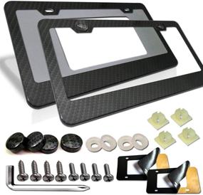 img 4 attached to 🏎️ AOOTF Carbon Fiber License Plate Frames: 2 Pack Aluminum Black 2-Hole Plate Frames with Stainless Steel Screws, Carbon Fiber Pattern Screw Caps, 2Pcs Anti-Rattle Foam Pads, Front &amp; Rear Holder