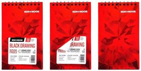 img 1 attached to 🎨 Koh-I-Noor Black Drawing Paper Pad: In & Out Pages, 70lb, 9x12, Top Wire-Bound, 30 Sheets - Perfect for Artists