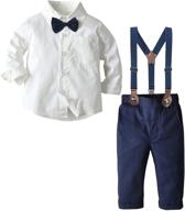 👕 boys' clothing with striped sleeves and suspender - toddlers clothes logo