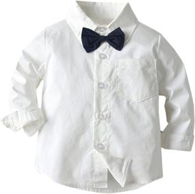 img 3 attached to 👕 Boys' Clothing with Striped Sleeves and Suspender - Toddlers Clothes