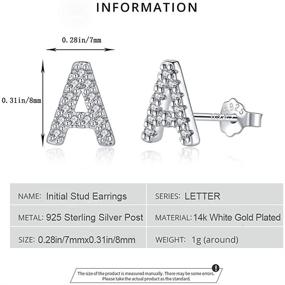 img 2 attached to 🎁 Hypoallergenic S925 Sterling Silver Initial Stud Earrings for Girls, White Gold Plated Alphabet Letter Earrings for Women and Kids - Perfect Gifts