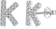 🎁 hypoallergenic s925 sterling silver initial stud earrings for girls, white gold plated alphabet letter earrings for women and kids - perfect gifts logo