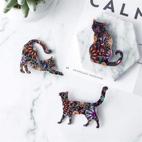 img 3 attached to Colorful Acrylic Cat Brooch Pin Set: 9-Piece Lapel Pin Badges featuring Cute Animal Patterns - WILLBOND Accessory