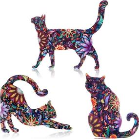 img 4 attached to Colorful Acrylic Cat Brooch Pin Set: 9-Piece Lapel Pin Badges featuring Cute Animal Patterns - WILLBOND Accessory
