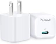 🔌 zoprovo зарядка usb c, 2 шт. по 20 вт быстрая зарядка мини зарядные устройства для стены, компактный адаптер питания usb-c pd 3.0 куб питания для iphone 12 mini, 12 pro max, 11 pro xr, samsung galaxy s10, s9, s8 логотип