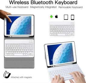 img 2 attached to JUQITECH Keyboard Case for iPad 10.5 Air 3rd Gen 2019 - Wireless BT Keyboard with Full Protection Cover and Apple Pencil Holder in Deer Design