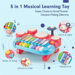 img 3 attached to 👶 1 Year Old Baby Toys for Girls and Boys - 12-18 Months Toddler Toys - Age 1-2 - Piano and Drum Playset - Educational Musical Toys for 2 Year Old Girls - Gift for 1+ Year Old Girl or Boy's Birthday