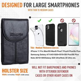 img 3 attached to Hengwin Leather Cell Phone Belt Case for iPhone 12 Pro Max XS Max XR Holster with 📱 Belt Clip / Loop Carrying Pouch for Men with Belt Holder Flip Pocket, Magnetic Snap & Keyring (Black)