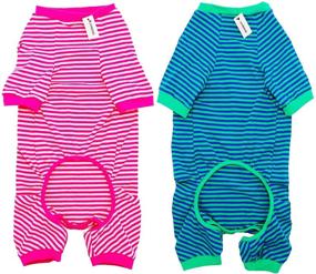 img 4 attached to 🐶 LEVIBASIC Cotton Striped Dog Pajamas - Breathable 4 Legs Basic Pjs Shirt for Puppy and Cat, Super Soft Stretchable Puppy Jammies, Fashion & Comfy for Boys and Girls