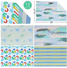img 3 attached to 🎁 Pastel Wrapping Paper: Reversible, Neutral Baby Boy Shower Gift Wrap for All Occasions - 12 Folded Sheets, 35 X 27.5 inches
