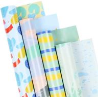 🎁 pastel wrapping paper: reversible, neutral baby boy shower gift wrap for all occasions - 12 folded sheets, 35 x 27.5 inches logo