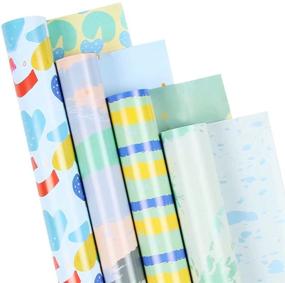img 4 attached to 🎁 Pastel Wrapping Paper: Reversible, Neutral Baby Boy Shower Gift Wrap for All Occasions - 12 Folded Sheets, 35 X 27.5 inches