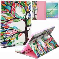 🌳 samsung galaxy tab s2 8.0 case - newshine pu leather folio cover with card slots, note holder for samsung galaxy tab s2 tablet (8.0 inch, sm-t710 t715) - beautiful tree design logo