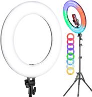 18-inch rgb ring light kit with stand: dimmable led circle ring light for studio photography, video recording, youtube, vimeo, live streaming – adjustable color temperature from 2500k to 8500k logo