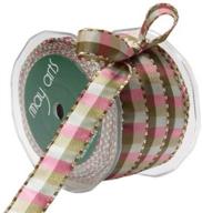 🎀 may arts 1/2-inch wide green and pink check ribbon – vibrant and versatile logo