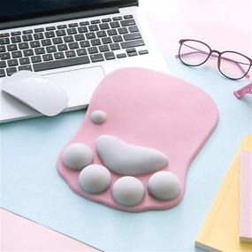 img 1 attached to Cute 3D Cat Paw Mouse Pad with Soft Silicone Wrist Rest Support Cushion - Non-Slip Ergonomic Comfort Mouse Mat - Office, Home, Computer, Mac Laptop, Gaming Desk Decor Mousepad - Pink (10.7×8.0)