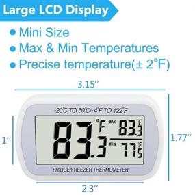 img 1 attached to 🌡️ Waterproof Digital Refrigerator Thermometer - Large LCD Display, Max/Min Record - Ideal for Fridge, Freezer, and Room