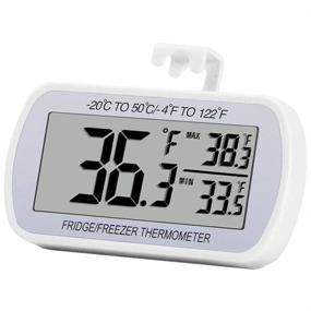 img 4 attached to 🌡️ Waterproof Digital Refrigerator Thermometer - Large LCD Display, Max/Min Record - Ideal for Fridge, Freezer, and Room