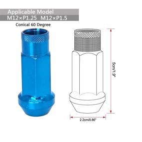 img 1 attached to 🔧 Гайки колесные открытого типа Soroparts M12x1.25 - трапециевидные арочные сиденья, гайки блокировки из кованой стали для гоночных автомобилей (комплект 20 шт.), в комплекте ключ для гаек - синий (M12 x P1.25)