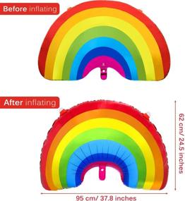 img 3 attached to Набор больших фольгированных шариков радуги: 6 штук фольгированных шаров радуги из миляра для украшения дня рождения, вечеринки в честь рождения ребенка и свадьбы.