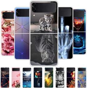 img 3 attached to 🐱 FUTURECASE Galaxy Z Flip 3 Case - Hard PC Protective Cover with Clear Bumper for Samsung Z Flip 3 - Fashionable Cat Rose Landscape Chocolate Design - ZFlip3 5G Funda Phone Cover (1)