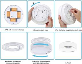img 3 attached to Светильник Jowbeam на потолке: светильник с датчиком движения на 300 люмен, работающий от батарей, для коридора, лестницы, подвала, санузлов – беспроводная решение освещения с пультом дистанционного управления.