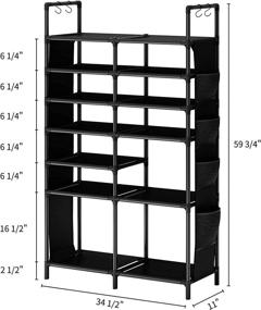 img 1 attached to 👞 Efficiently Store 30-35 Pairs with ZERO JET LAG 7 Tiers Shoe Rack Organizer: Space Saving, Large Capacity, Double Row Non-Woven Fabric Metal Storage Cabinet in Black