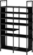 👞 efficiently store 30-35 pairs with zero jet lag 7 tiers shoe rack organizer: space saving, large capacity, double row non-woven fabric metal storage cabinet in black логотип