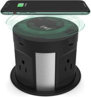 💡 smart pop up outlet with wireless charging station, 4 ac power sockets + type-a and type-c usb ports, recessed power strip for kitchen, conference, and workbench logo