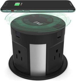 img 4 attached to 💡 Smart Pop Up Outlet with Wireless Charging Station, 4 AC Power Sockets + Type-A and Type-C USB Ports, Recessed Power Strip for Kitchen, Conference, and Workbench