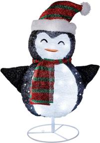 img 4 attached to YOFIT 2.5 Ft Lighted Pop-up Christmas Penguin Decorations - 45 LED Light-up Collapsible Penguin for Home Indoor Outdoor Holiday Xmas Party Decor