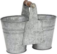 🏺 stonebriar conservatory antique galvanized double bucket: vintage charm and versatile storage solution логотип