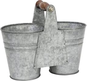 img 4 attached to 🏺 Stonebriar Conservatory Antique Galvanized Double Bucket: Vintage Charm and Versatile Storage Solution