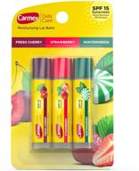 🍒 carmex daily care moisturizing lip balm pack with sunscreen - fresh cherry, strawberry, and wintergreen (3 count) logo