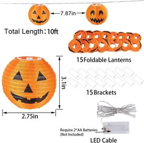 img 2 attached to 🎃 Spooky Halloween String Lights: 10ft 15 LEDs Pumpkin Jack-O-Lantern Decorations